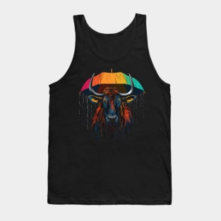 Wildebeest Rainy Day With Umbrella Tank Top